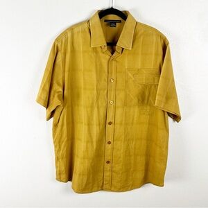 MARITHE FRANCIOS GIRBAUD Gold Short Sleeves Button Chest Pocket Shirt Size Large
